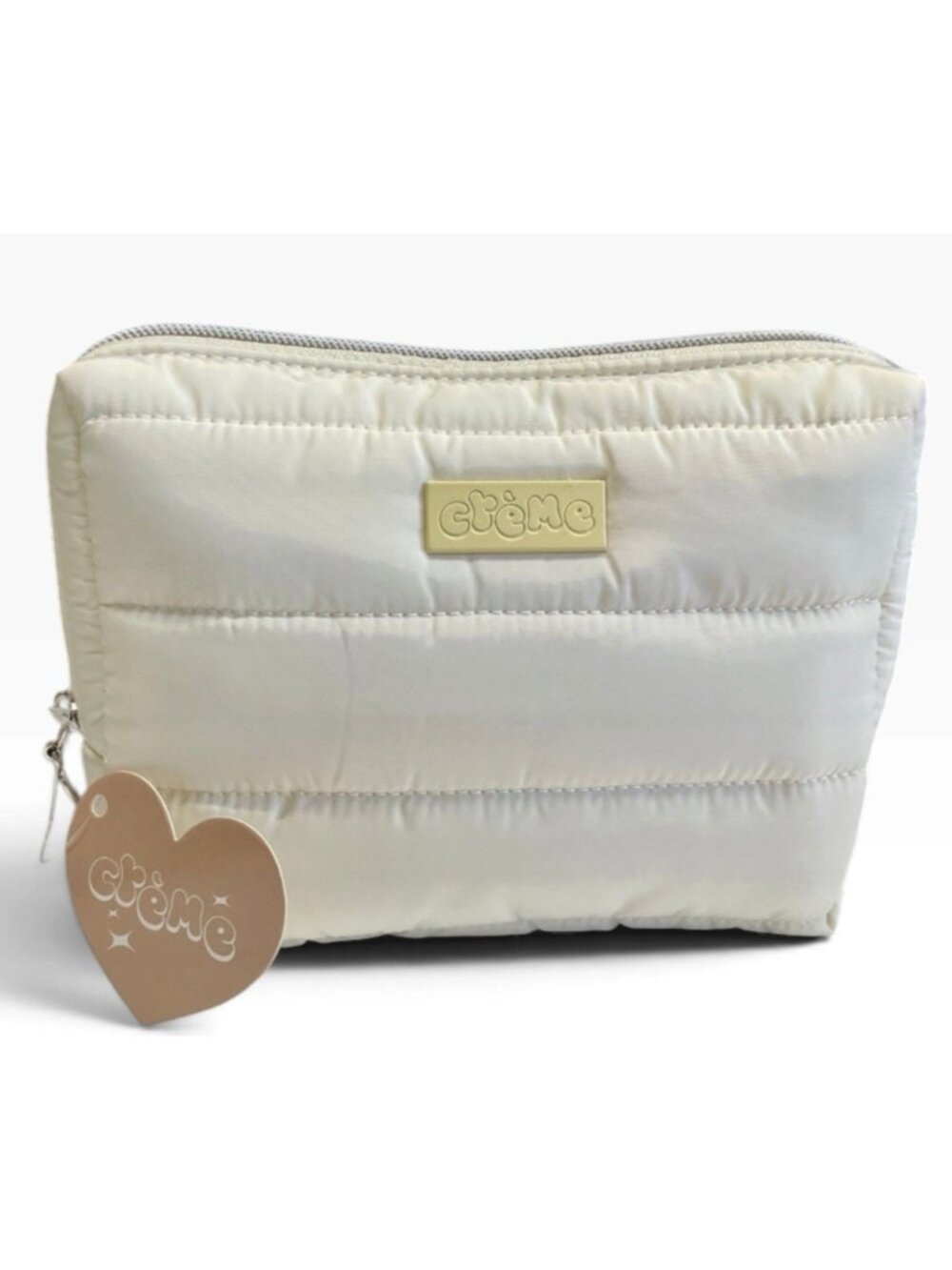 THE CRÈME SHOP Travel Case Puffy Quilted Design Heart Tag Makeup &Beauty Bag NWT